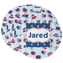 Patriotic Celebration Round Paper Coasters w/ Name or Text