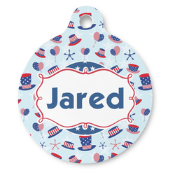 Patriotic Celebration Round Pet ID Tag (Personalized)