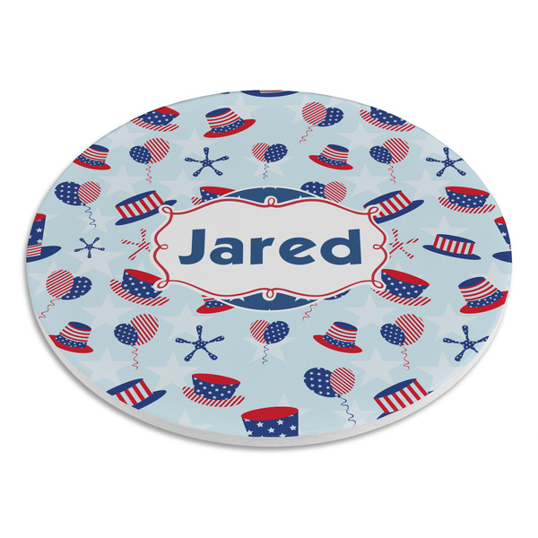 Patriotic Celebration Round Stone Trivet - Angle View