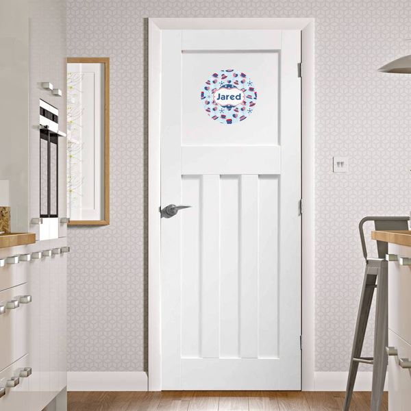 Patriotic Celebration Round Wall Decal on Door