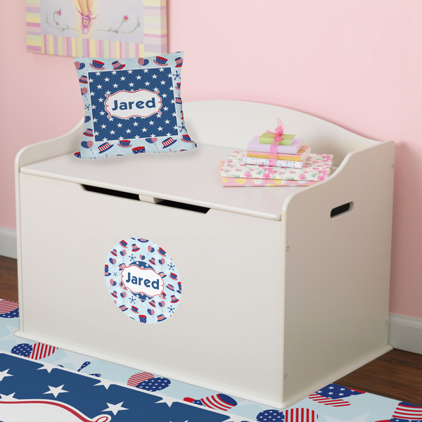 Patriotic Celebration Round Wall Decal on Toy Chest