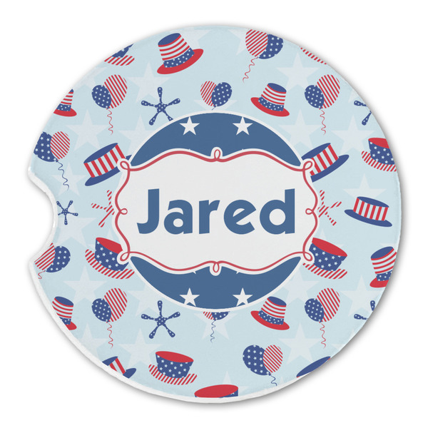 Custom Patriotic Celebration Sandstone Car Coaster - Single (Personalized)