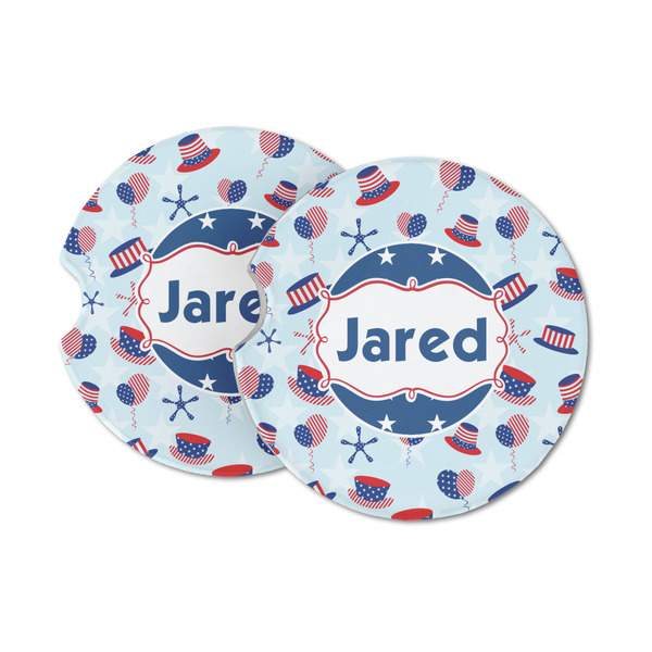 Custom Patriotic Celebration Sandstone Car Coasters - Set of 2 (Personalized)