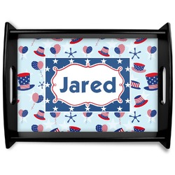 Patriotic Celebration Black Wooden Tray - Large (Personalized)
