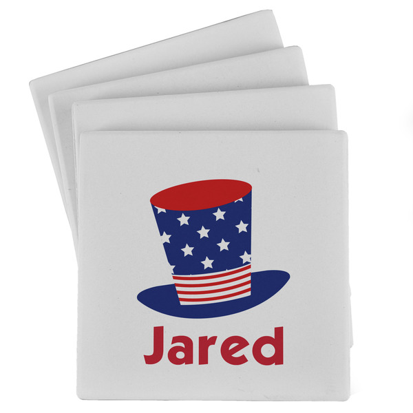 Custom Patriotic Celebration Absorbent Stone Coasters - Set of 4 (Personalized)