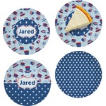 Patriotic Celebration Set of 4 Glass Appetizer / Dessert Plate 8" (Personalized)