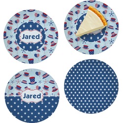 Patriotic Celebration Set of 4 Glass Appetizer / Dessert Plate 8" (Personalized)