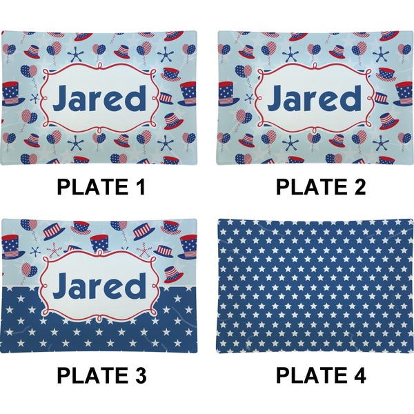 Patriotic Celebration Set of Rectangular Appetizer / Dessert Plates (Approval)