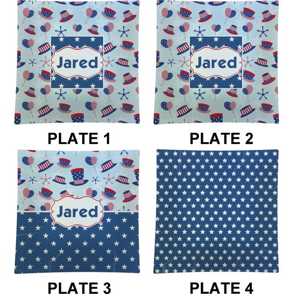 Patriotic Celebration Set of Square Dinner Plates (Approval)