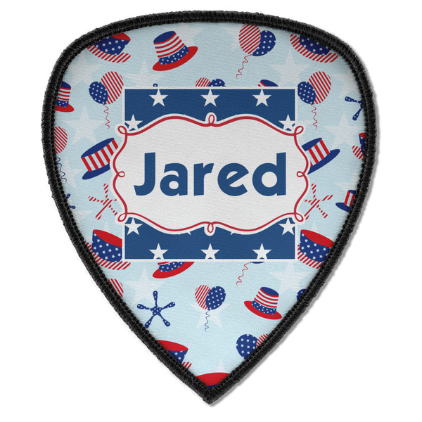 Custom Patriotic Celebration Iron on Shield Patch A w/ Name or Text
