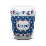 Patriotic Celebration Ceramic Shot Glass - 1.5 oz - White - Set of 4 (Personalized)