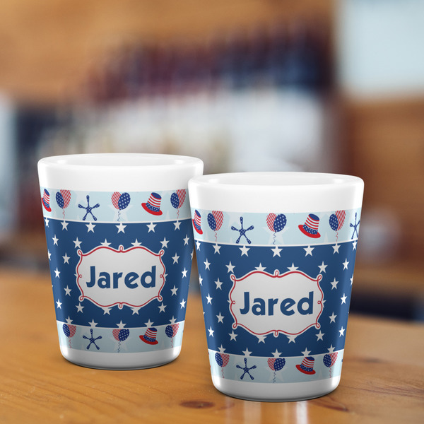 Patriotic Celebration Shot Glass - White - LIFESTYLE