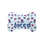 Patriotic Celebration Bone Shaped Dog Food Mat (Small) (Personalized)