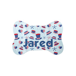 Patriotic Celebration Bone Shaped Dog Food Mat (Small) (Personalized)
