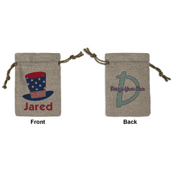 Patriotic Celebration Small Burlap Gift Bag - Front & Back (Personalized)