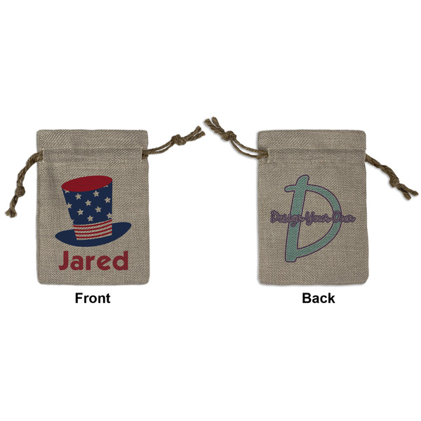 Custom Patriotic Celebration Small Burlap Gift Bag - Front & Back (Personalized)