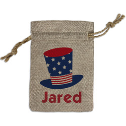 Patriotic Celebration Small Burlap Gift Bag - Front (Personalized)