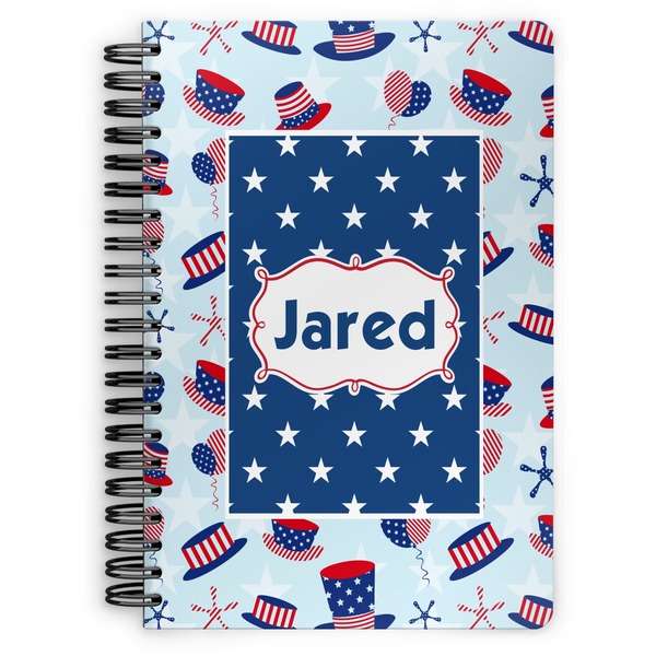 Custom Patriotic Celebration Spiral Notebook - 7x10 w/ Name or Text