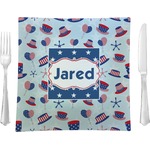 Patriotic Celebration 9.5" Glass Square Lunch / Dinner Plate- Single or Set of 4 (Personalized)