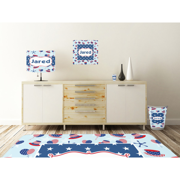 Patriotic Celebration Square Wall Decal Wooden Desk