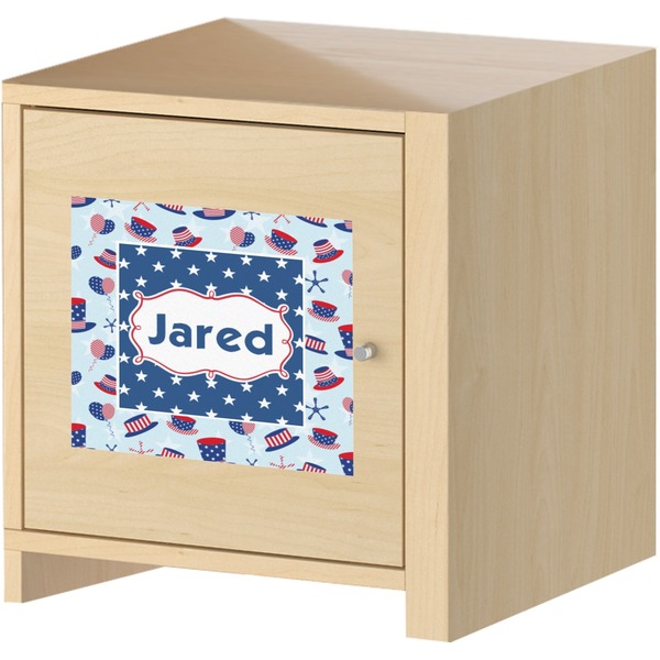 Patriotic Celebration Square Wall Decal on Wooden Cabinet