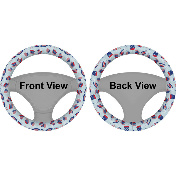Patriotic Celebration Steering Wheel Cover- Front and Back