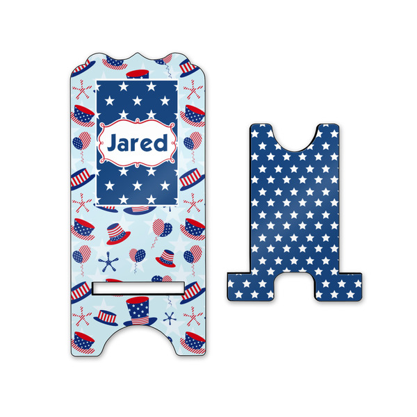 Patriotic Celebration Stylized Phone Stand - Front & Back - Small