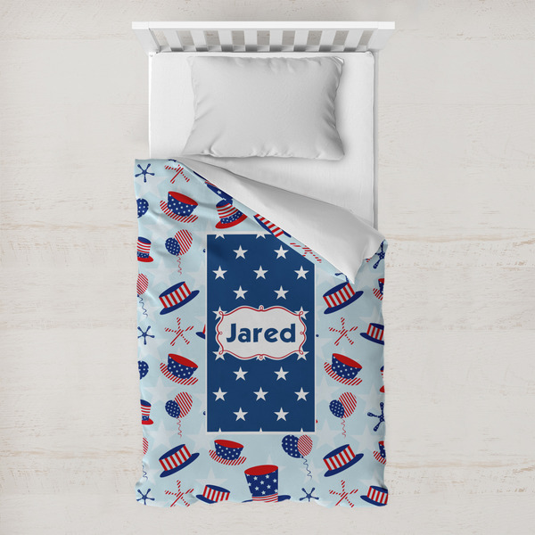 Custom Patriotic Celebration Toddler Duvet Cover w/ Name or Text
