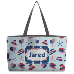 Patriotic Celebration Beach Totes Bag - w/ Black Handles (Personalized)