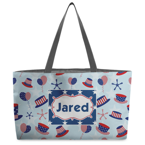 Custom Patriotic Celebration Beach Totes Bag - w/ Black Handles (Personalized)