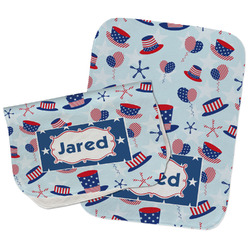 Patriotic Celebration Burp Cloths - Fleece - Set of 2 w/ Name or Text
