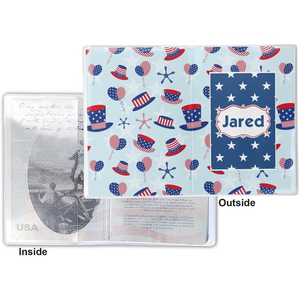Patriotic Celebration Vinyl Passport Holder - Flat Front and Back
