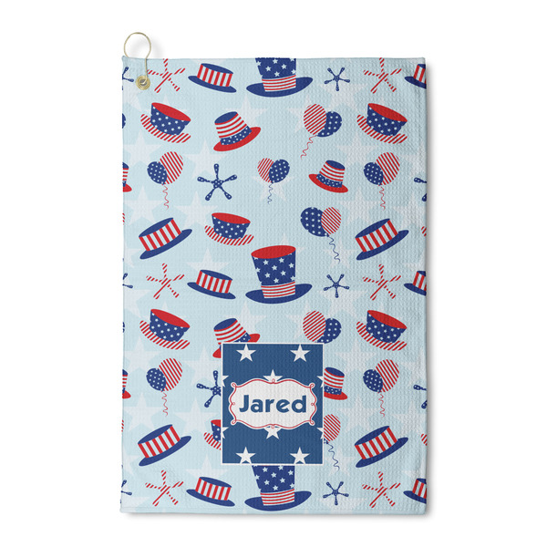 Custom Patriotic Celebration Waffle Weave Golf Towel (Personalized)