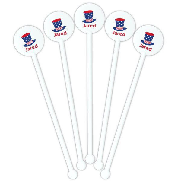Patriotic Celebration White Plastic 5.5" Stir Stick - Fan View