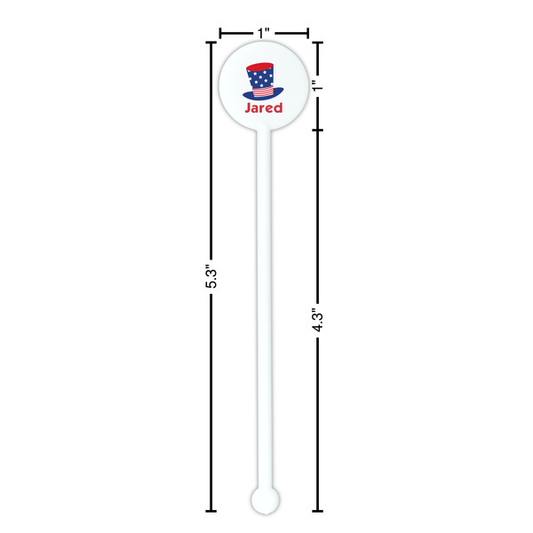 Patriotic Celebration White Plastic 5.5" Stir Stick - Round - Dimensions