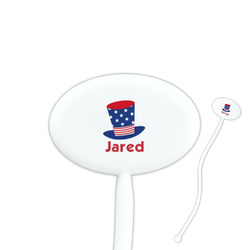 Patriotic Celebration 7" Oval Plastic Stir Sticks - White - Double Sided (Personalized)