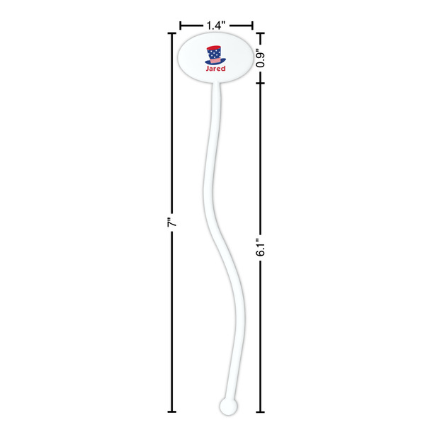 Patriotic Celebration White Plastic 7" Stir Stick - Oval - Dimensions