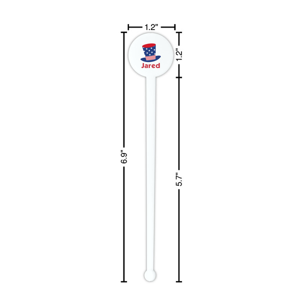 Patriotic Celebration White Plastic 7" Stir Stick - Round - Dimensions