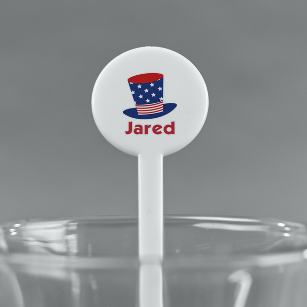 Patriotic Celebration White Plastic 7" Stir Stick - Round - Main