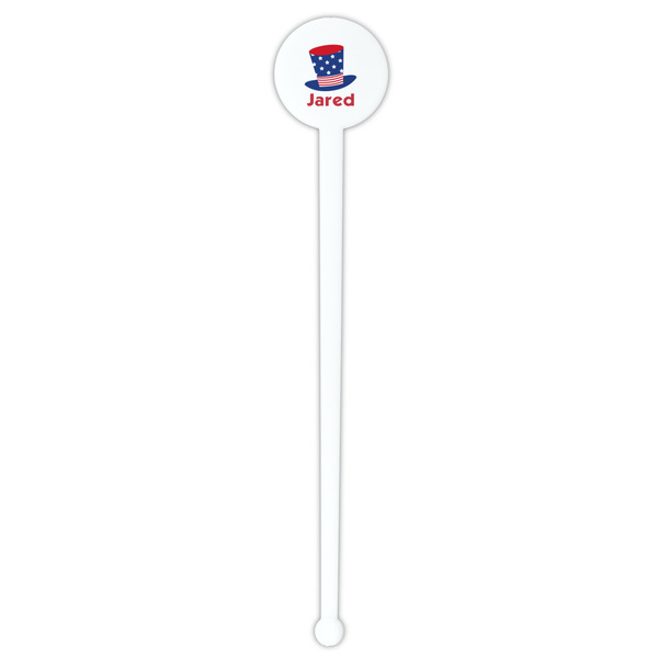 Patriotic Celebration White Plastic 7" Stir Stick - Round - Single Stick