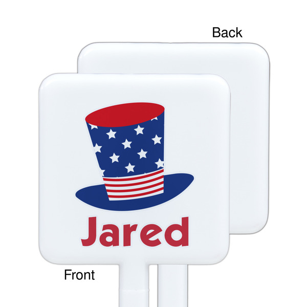 Patriotic Celebration White Plastic Stir Stick - Single Sided - Square - Approval