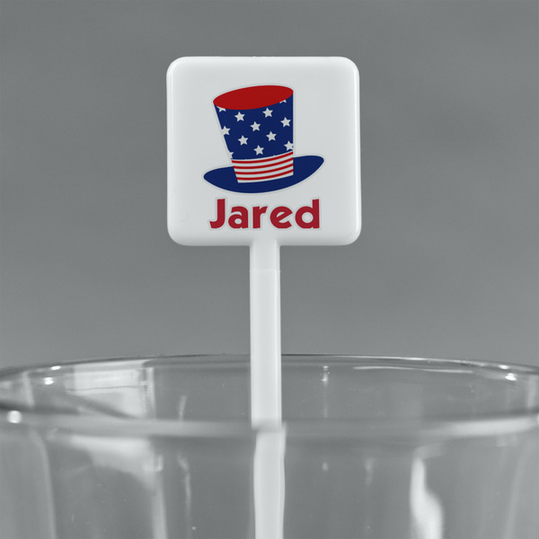 Patriotic Celebration White Plastic Stir Stick - Square - Main