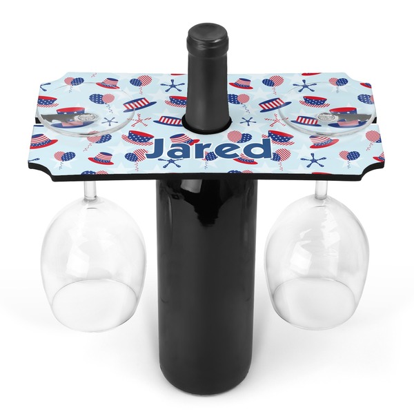 Custom Patriotic Celebration Wine Bottle & Glass Holder (Personalized)