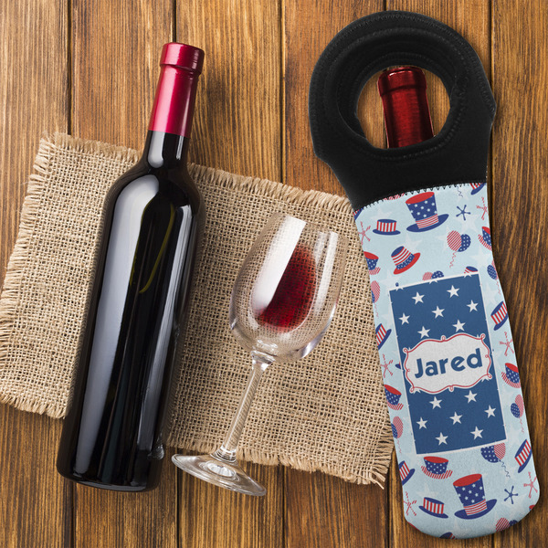 Patriotic Celebration Wine Tote Bag - FLATLAY