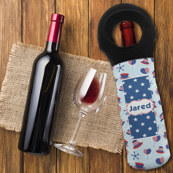 Patriotic Celebration Wine Tote Bag - FLATLAY
