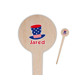 Patriotic Celebration 4" Round Wooden Food Picks - Single Sided (Personalized)
