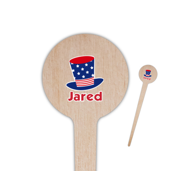 Custom Patriotic Celebration 4" Round Wooden Food Picks - Single Sided (Personalized)