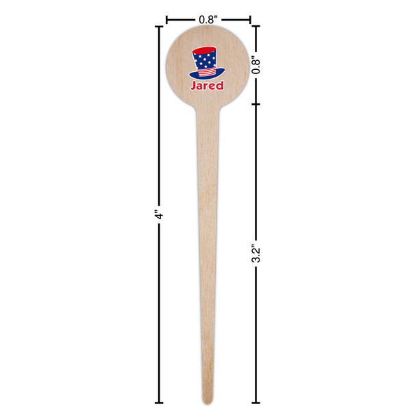 Patriotic Celebration Wooden 4" Food Pick - Round - Dimensions