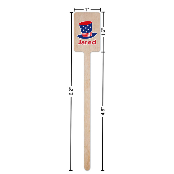 Patriotic Celebration Wooden 6.25" Stir Stick - Rectangular - Dimensions
