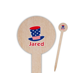 Patriotic Celebration 6" Round Wooden Food Picks - Single Sided (Personalized)
